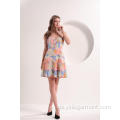 Colorblock Blumendruck Mini Flare Kleid